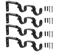 Anndason Heavy Duty Double Adjustable Curtain Rod Brackets (4 PCS, Black)