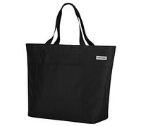anndora XXL Beach Bag 40 Litres - Large Swimming Bag with Zip & Additional Compartments - Foldable Shopper for Beach, Swimming Pool, Sauna & Shopping, black, XXL, Western