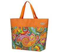 anndora XXL Shopper Beach Bag Shoulder Bag Shopping Bag Choice of Colours, Paisley Orange, XXL, Western