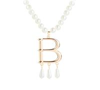 Anne Boleyn Ugly Betty Letter Pearl Necklace,A Niche Design With A Light And Luxurious French Fashion Necklace,Elegant And Minimalist Vintage Silver Necklace