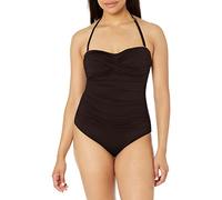 Anne Cole Women's Front-Shirred Bandeau One-Piece Swimsuit, Black, 12