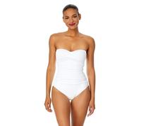 Anne Cole Women's Front-Shirred Bandeau One-Piece Swimsuit, White, 10