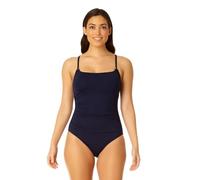 Anne Cole Women's Shirred Classic Lingerie One Piece Swimsuit, Navy Blue, 8
