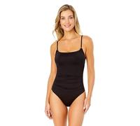 Anne Cole Women's Shirred Maillot Solid One Piece Swimsuit, Black, 12