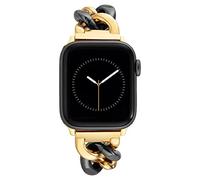Anne Klein Apple Watch Band, Secure and Adjustable Replacement Band for Apple Watch - Fits Most Wrists, gold and black, 42mm (Series 10) & 38/40/41mm, WK/1016GPBK384041
