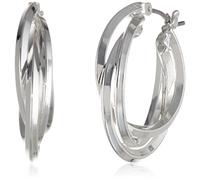 Anne Klein Classics Silver-Tone Triple Ring Hoop Earrings