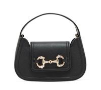 Anne Klein Crystal Horsebit Mini Top Handle with Convertible Strap, Black, S