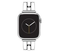 Anne Klein Fashion Apple Watch Band, Secure Adjustable Replacement Apple Watch Band Strap Fits Most Wrist, White/Silver, 38mm, 40mm, 41mm, Minimalist