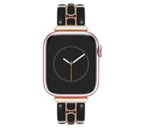 Anne Klein Fashion Bracelet for Apple Watch, Secure, Adjustable, Apple Watch Replacement Band, Fits Most Wrists, Black/Rose Gold, 42mm (Series 10) & 38/40/41mm, WK-1048RGBK38
