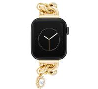 Anne Klein Fashion Chain Bracelet for Apple Watch, Secure, Adjustable, Apple Watch Replacement Band, Fits Most Wrists, Gold with Charms, 42mm (Series 1-3), 44/45/46/49mm (Ultra & Ultra 2), Modern