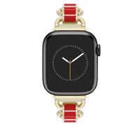 Anne Klein Fashion Chain Bracelet for Apple Watch, Secure, Adjustable, Apple Watch Replacement Band, Fits Most Wrists, Gold/Red, 38/40/41mm, WK-1020RDGP38