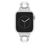 Anne Klein Fashion Chain Bracelet for Apple Watch, Secure, Adjustable, Apple Watch Replacement Band, Fits Most Wrists, White/Silver, 42mm (Series 10) & 38/40/41mm, WK/1021WTSV38