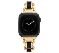 Anne Klein Fashion Chain Bracelet for Apple Watch, Secure, Adjustable, Apple Watch Replacement Band, Fits Most Wrists, Black/Gold-Tone, 38/40/41mm, Chain