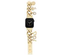 Anne Klein Fashion Chain Bracelet for Apple Watch Secure Adjustable Replacement Band for Apple Watch Fits Most Wrists, Gold with Charms, 42mm (Series 10) and 38/40/41mm, Gold with Charms, 42mm