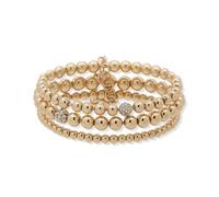 Anne Klein Gold Multi Row Beaded Stretch Bracelet Featuring Crystal Fireballs