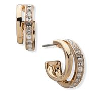 ANNE KLEIN Gold Post-Back Closure Double Row Hoop With Crystal Accent, One Size, Metal, No Gemstone