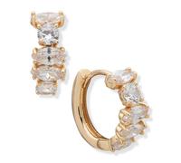 Anne Klein Jewellery Crystal Baguette Huggie Hoop Earrings - Gold And Crystal Gold