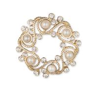Anne Klein Jewellery Pearl Wreath Box Pin In Gold Gold