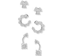Anne Klein Jewellery Silver Crystal Earring Trio Pack In Gold Gold