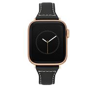 Anne Klein Leather Fashion Band for Apple Watch Secure, Adjustable, Apple Watch Band Replacement, Fits Most Wrists, Black/Rose Gold-Tone, 42mm (Series 1-3), 44/45/46/49mm (Ultra & Ultra 2), Modern