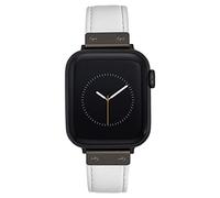Anne Klein Leather Fashion Band for Apple Watch Secure, Adjustable, Apple Watch Band Replacement, Fits Most Wrists, White/Gunmetal, 42mm (Series 1-3), 44/45/46/49mm (Ultra & Ultra 2), Modern