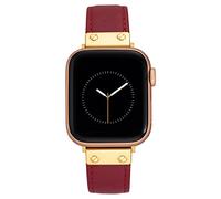 Anne Klein Leather Fashion Band for Apple Watch Secure, Adjustable, Apple Watch Band Replacement, Fits Most Wrists, Red/Gold, 42mm (Series 10) & 38/40/41mm, WK/1008GPRD384041