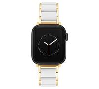Anne Klein Rubberized Fashion Bracelet for Apple Watch, Secure, Adjustable, Apple Watch Replacement Band, Fits Most Wrists, Gold/White, 42/44/45/Ultra/Ultra 2, WK/1054GPWT42