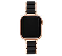 Anne Klein Rubberized Fashion Bracelet for Apple Watch, Secure, Adjustable, Apple Watch Replacement Band, Fits Most Wrists, Rose Gold/Black