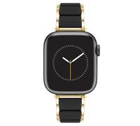 Anne Klein Rubberized Fashion Bracelet for Apple Watch, Secure, Adjustable, Apple Watch Replacement Band, Fits Most Wrists, Black/Gold, 38/40/41mm, WK/1054GPBK38