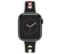 Anne Klein Silicone Fashion Band for Apple Watch, Secure, Adjustable, Apple Watch Band, Fits Most Wrists, Black/Ivory, 42mm (Series 10) & 38/40/41mm, WK/1082BKCH38