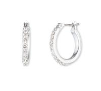 Anne Klein Silver Tone Crystal Hoop Earrings - J78197