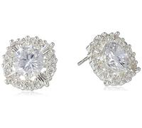 Anne Klein Silver Tone Cubic Zirconia Elevated Stud Pierced Earrings