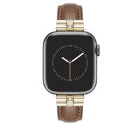 Anne Klein Sustainable Leather Fashion Band for Apple Watch Secure, Adjustable, Apple Watch Band Replacement, Fits Most Wrists, Brown/Gold, 42mm (Series 1-3), 44/45/46/49mm (Ultra & Ultra 2)