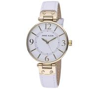 Anne Klein Women's 10/9168WTWT Gold-Tone and White Leather Strap Watch