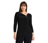 Anne Klein Women's 3/4 Sleeve Asymmetrical Knot with Hardware Top, Anne Black, XL