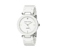Anne Klein Women's Quartz Watch with White Dial Analogue Display and White Ceramic Bracelet AK/1019WTWT