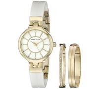 Anne Klein Women's AK/2048GBST Gold-Tone and White Ceramic Bangle Watch & Bracelet Set