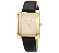 Anne Klein Women's AK/2706CHBK Gold-Tone and Black Leather Strap Watch