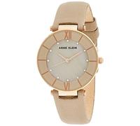 Anne Klein Women's AK/3272RGPL Swarovski Crystal Accented Rose Gold-Tone and Dark Plum Leather Strap Watch