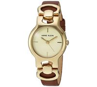 Anne Klein Women's Analog Japanese-Quartz Watch with Leather Calfskin Strap AK/2630CHBN