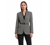 Anne Klein Women's Belted 1-Button Notch Collar Blazer, Anne Black/White Dove, 16