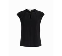 Anne Klein Womens Cap Sleeve Pleated Blouse, Anne Black, L
