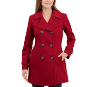 Anne Klein Women's Classic Double-Breasted Coat Pea, Red, Medium