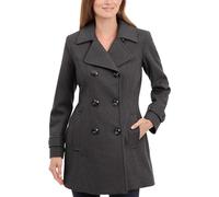 Anne Klein Women's Classic Double Breasted Coat Plus Size, Charcoal, 3X