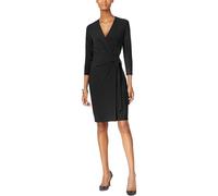 Anne Klein Women's Classic V-Neck Wrap Dress, Black, Medium