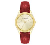 Anne Klein Women's Croco-Grain Vegan Leather Strap Watch, Red/Gold, AK/4196GPRD