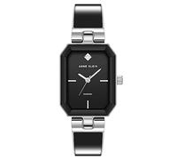 Anne Klein Women's Genuine Diamond Dial Bangle Watch, Black/Silver, AK/4163BKSV