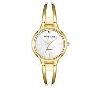 Anne Klein Women's Genuine Diamond Dial Open Bangle Watch, Gold/White, Gold/White, Japanese