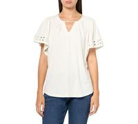 Anne Klein Women's Harmony Knit Pleat Nk Bell SLV Top W Lac, Bright White, L