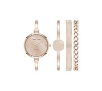Anne Klein Women's Lab Grown Diamond Accented Bangle Watch and Bracelet Set, AK/5142
